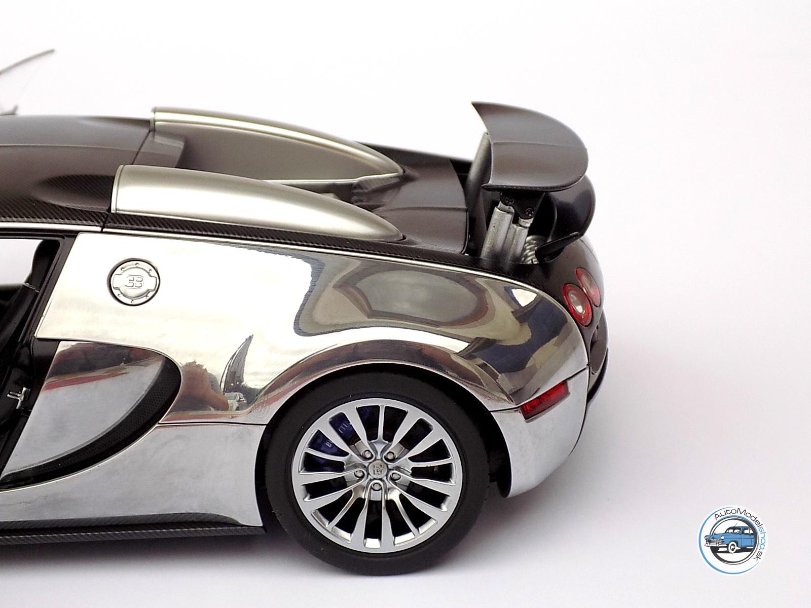 BUGATTI VEYRON 16.4 PUR SANG 2009 BLACK/ALUMINIUM - 1:18 AUTOART – Obrázok 4