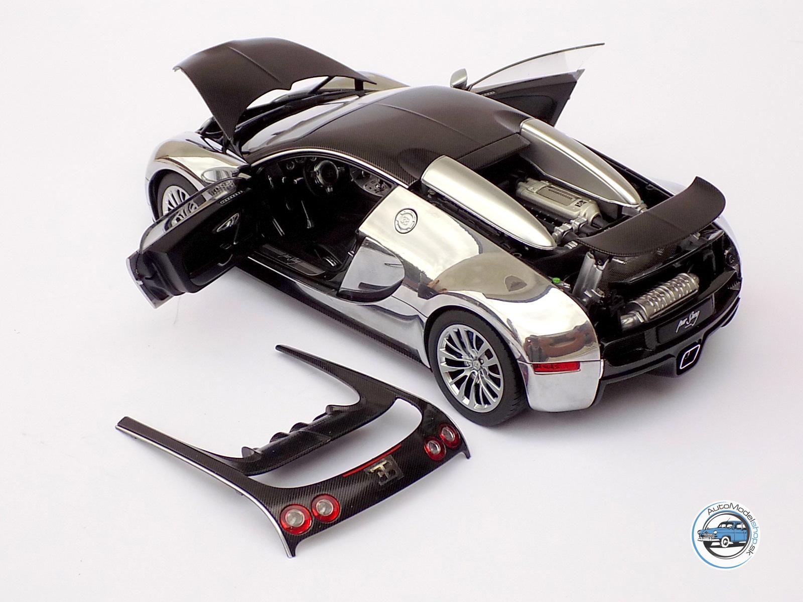 BUGATTI VEYRON 16.4 PUR SANG 2009 BLACK/ALUMINIUM - 1:18 AUTOART – Obrázok 5