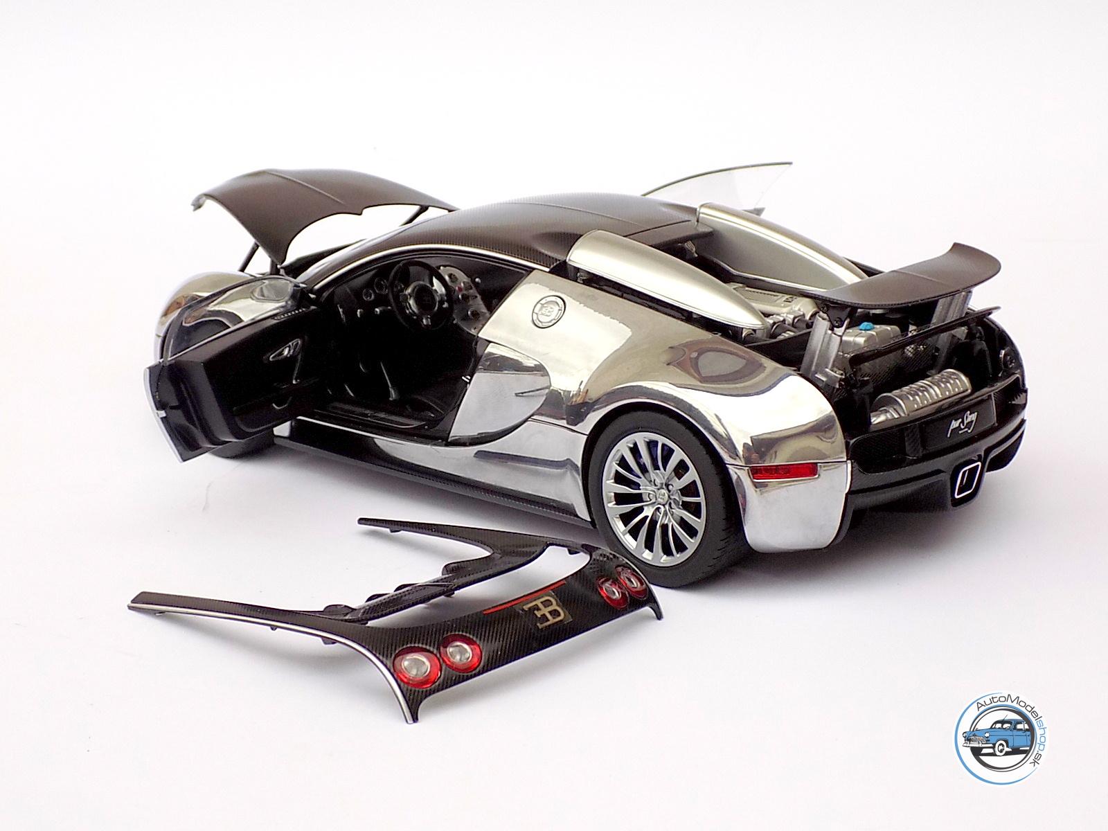 BUGATTI VEYRON 16.4 PUR SANG 2009 BLACK/ALUMINIUM - 1:18 AUTOART – Obrázok 6