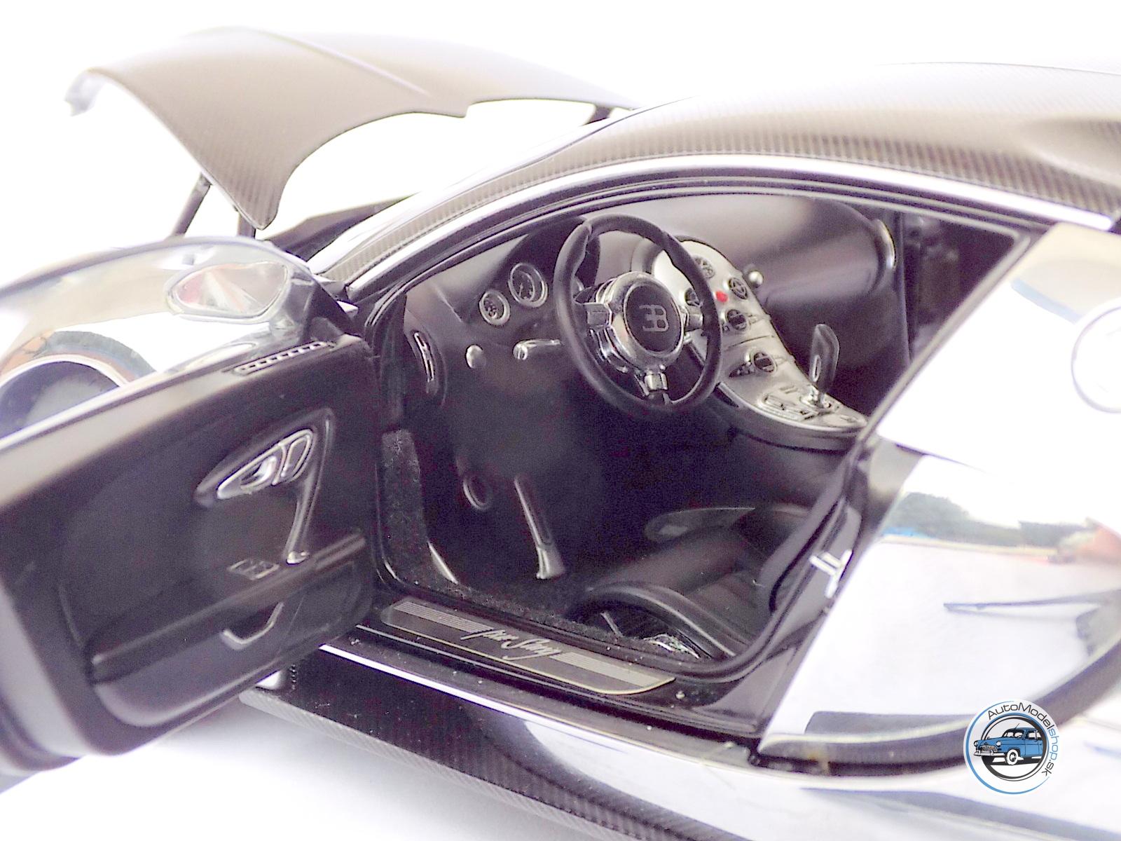BUGATTI VEYRON 16.4 PUR SANG 2009 BLACK/ALUMINIUM - 1:18 AUTOART – Obrázok 7