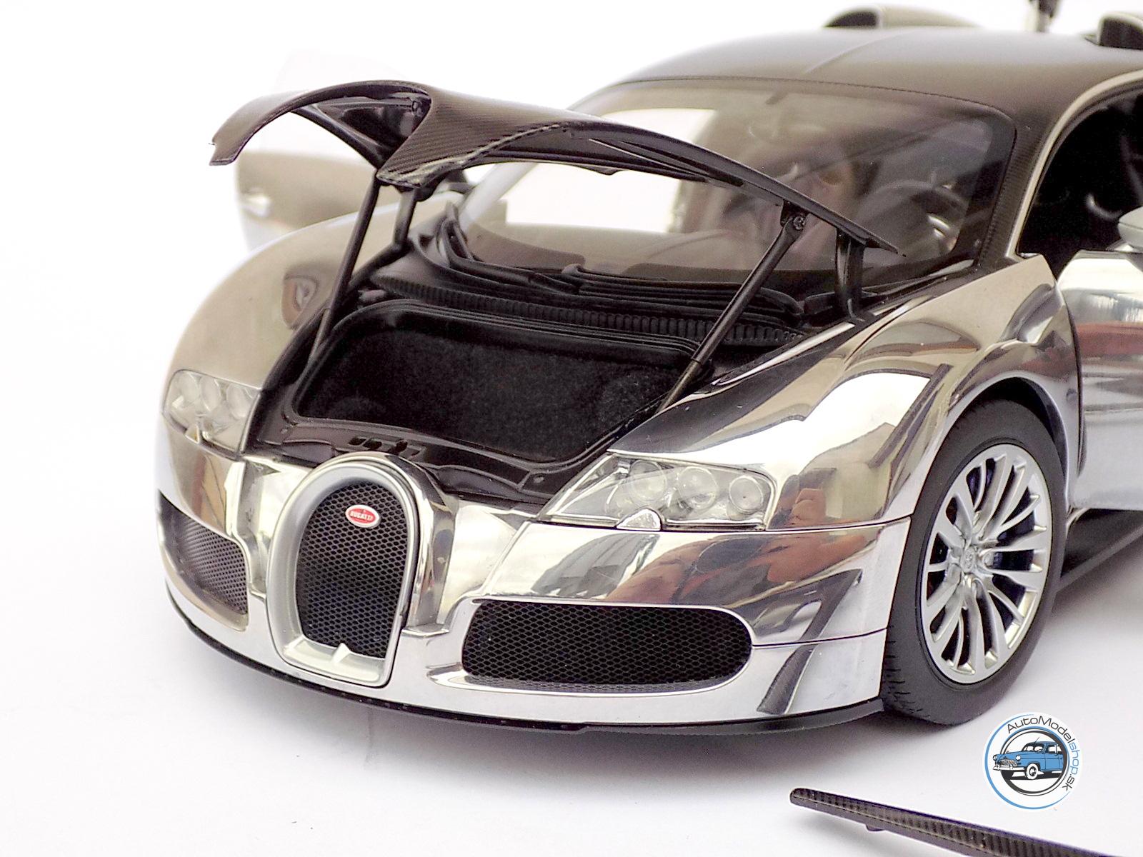 BUGATTI VEYRON 16.4 PUR SANG 2009 BLACK/ALUMINIUM - 1:18 AUTOART – Obrázok 8