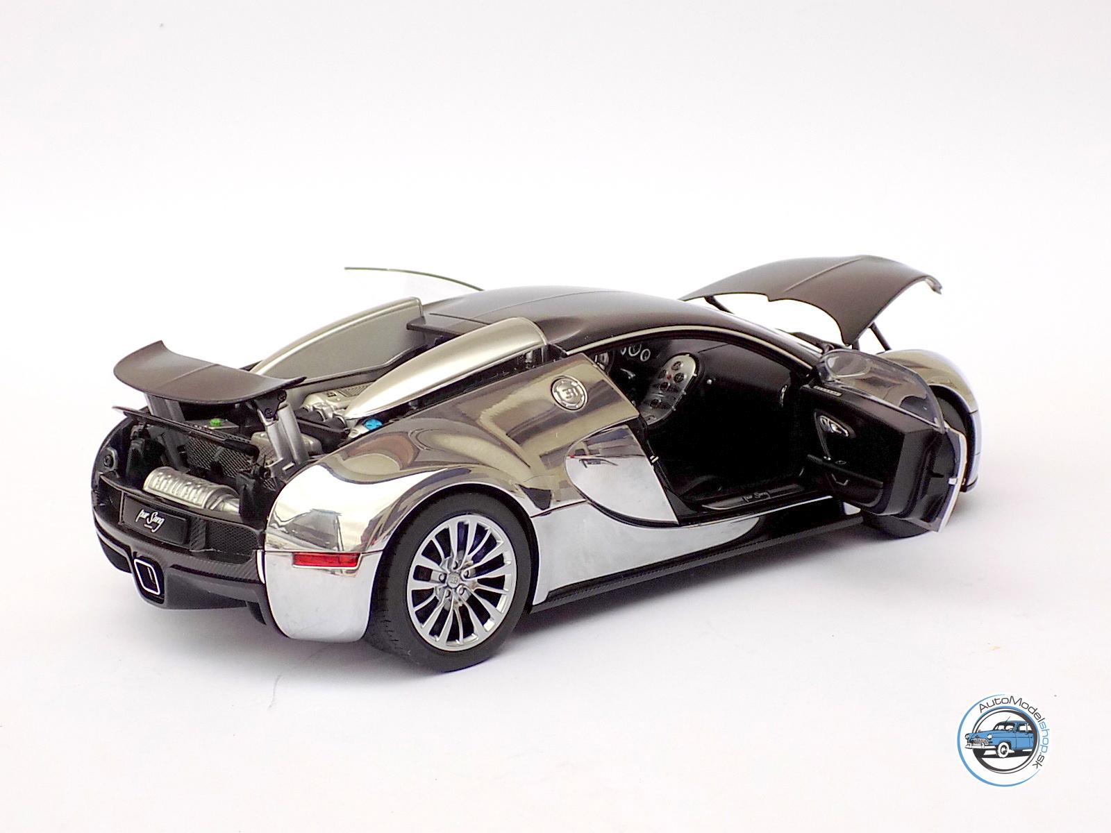 BUGATTI VEYRON 16.4 PUR SANG 2009 BLACK/ALUMINIUM - 1:18 AUTOART – Obrázok 10