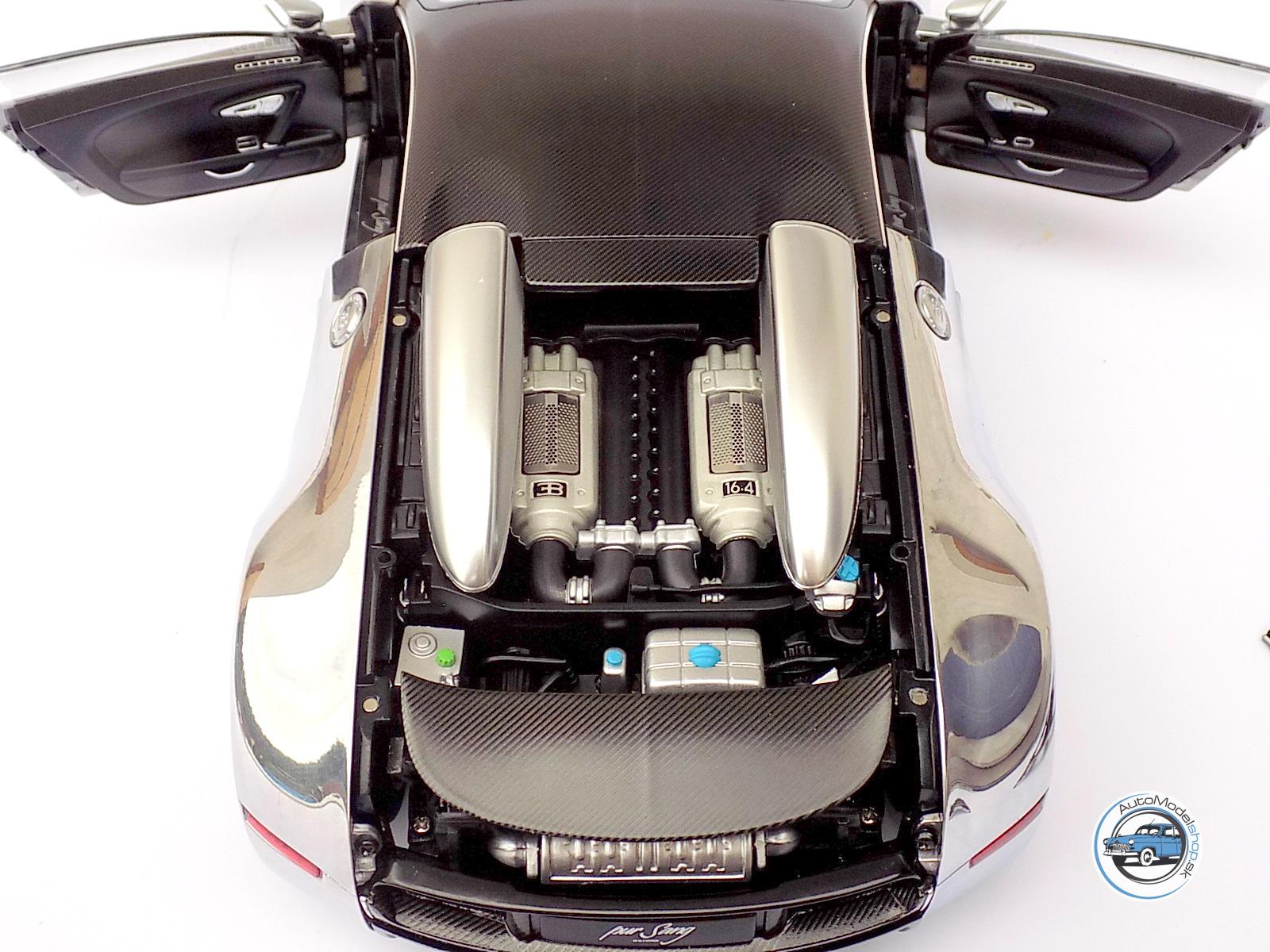 BUGATTI VEYRON 16.4 PUR SANG 2009 BLACK/ALUMINIUM - 1:18 AUTOART – Obrázok 11