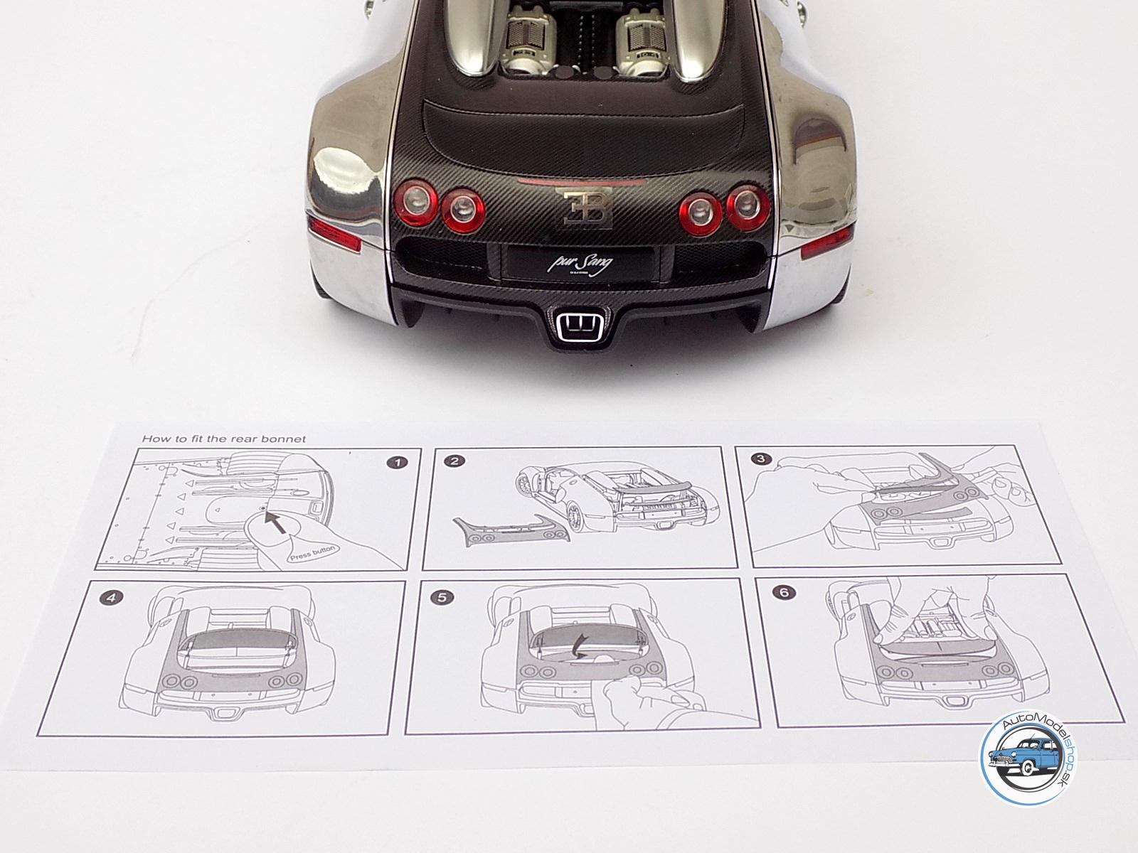 BUGATTI VEYRON 16.4 PUR SANG 2009 BLACK/ALUMINIUM - 1:18 AUTOART – Obrázok 17