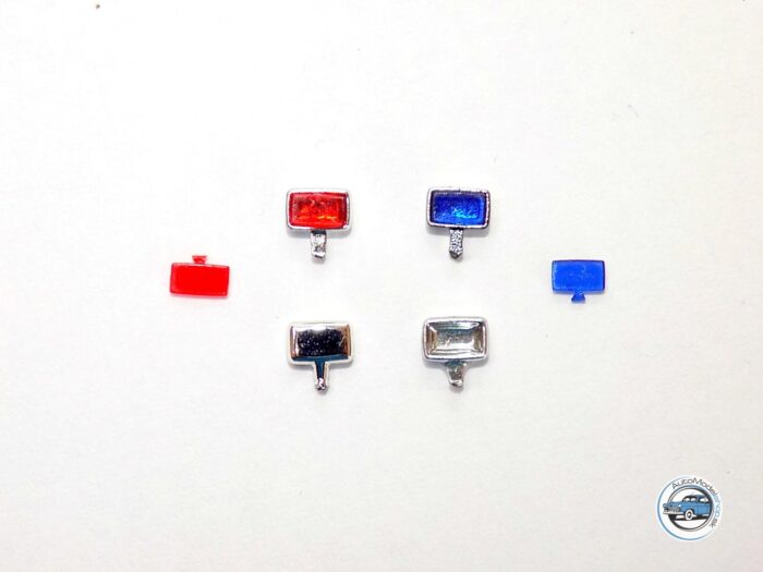 Sada svetiel PAL-Nové -Chrómové - modré/červené - 1:43 CAL