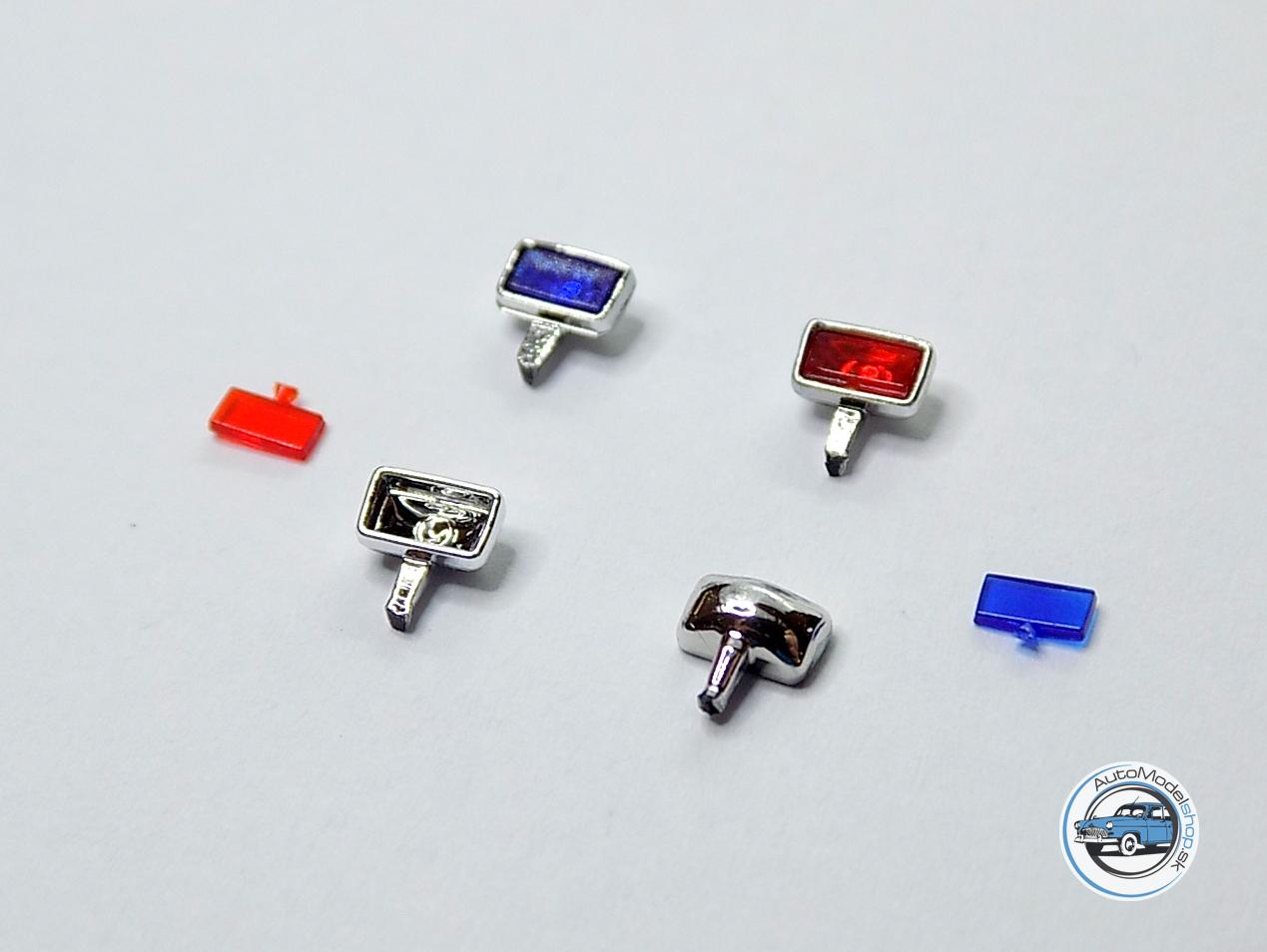 Sada svetiel PAL staré - Chrómové – červené/modré – 1:43 CAL – Obrázok 2