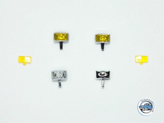 Sada svetiel PAL staré – Chrómové – žlté – 1:43 CAL