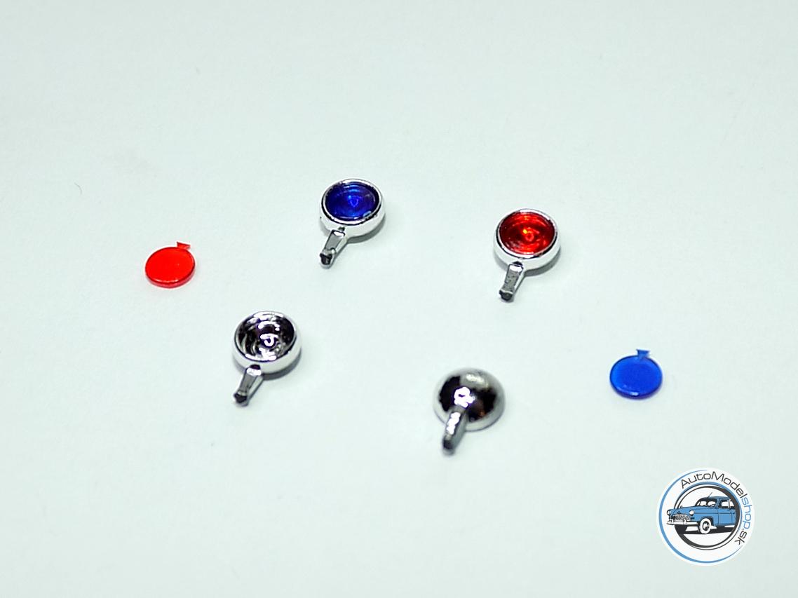 Sada prídavných svetiel 3,45mm - Chrómové modré/červené - 1:43 CAL – Obrázok 2