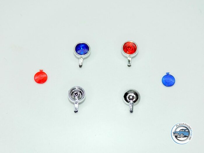 Sada prídavných svetiel 3,45mm - Chrómové modré/červené - 1:43 CAL