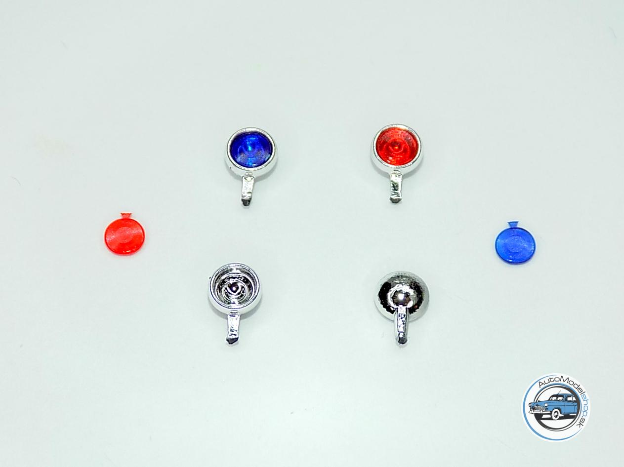 Sada prídavných svetiel 3,45mm - Chrómové modré/červené - 1:43 CAL