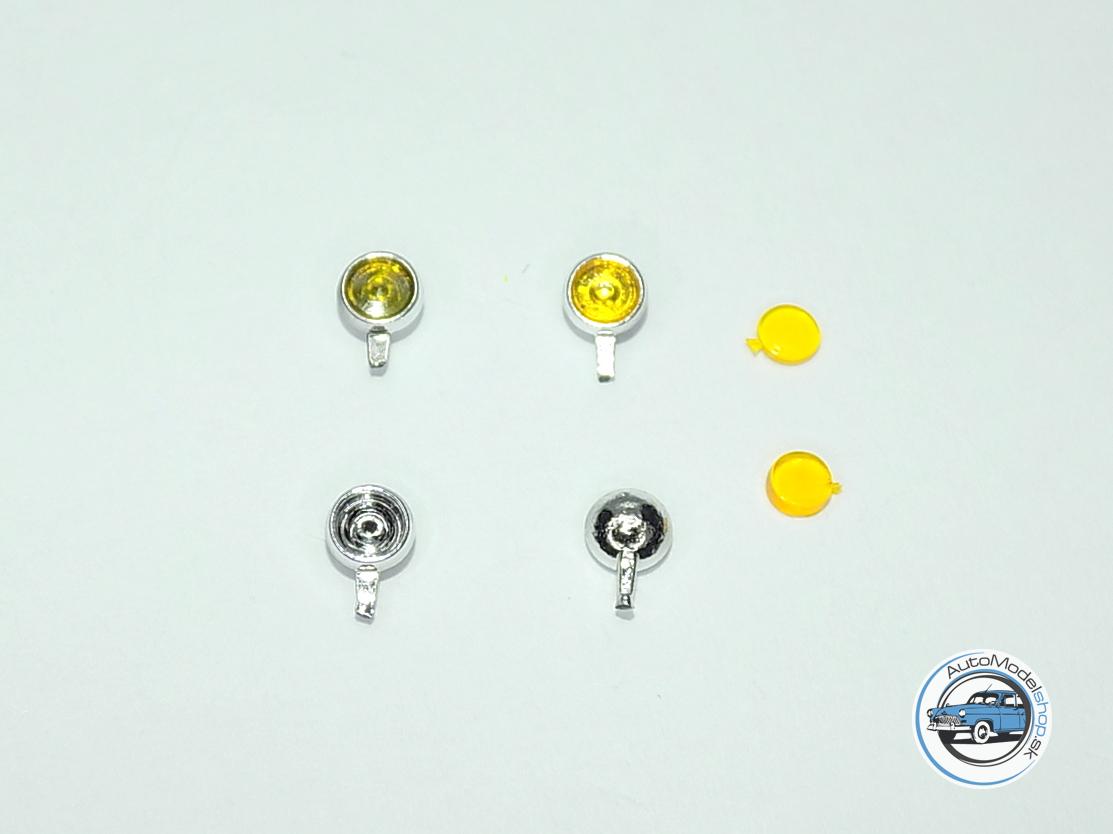 Sada prídavných svetiel 3,45mm - Chrómové žlté - dva tipy skiel v sade - 1:43 CAL – Obrázok 2