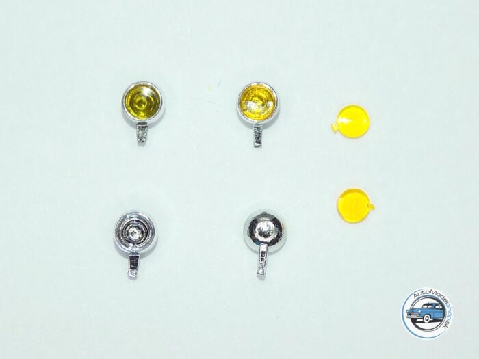 Sada prídavných svetiel 3,45mm - Chrómové žlté - dva tipy skiel v sade - 1:43 CAL