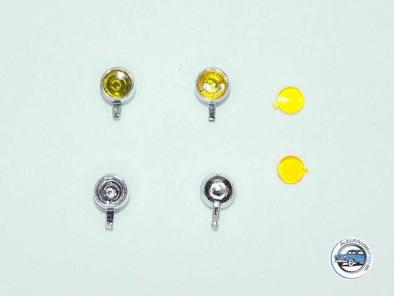 Sada prídavných svetiel 3,45mm - Chrómové žlté - dva tipy skiel v sade - 1:43 CAL
