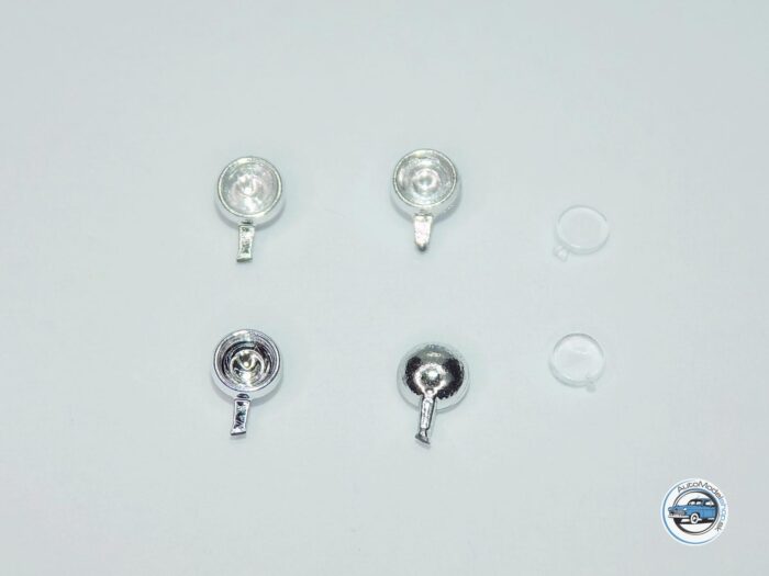 Sada prídavných svetiel 3,45mm - Chrómové číre - dva tipy skiel v sade - 1:43 CAL