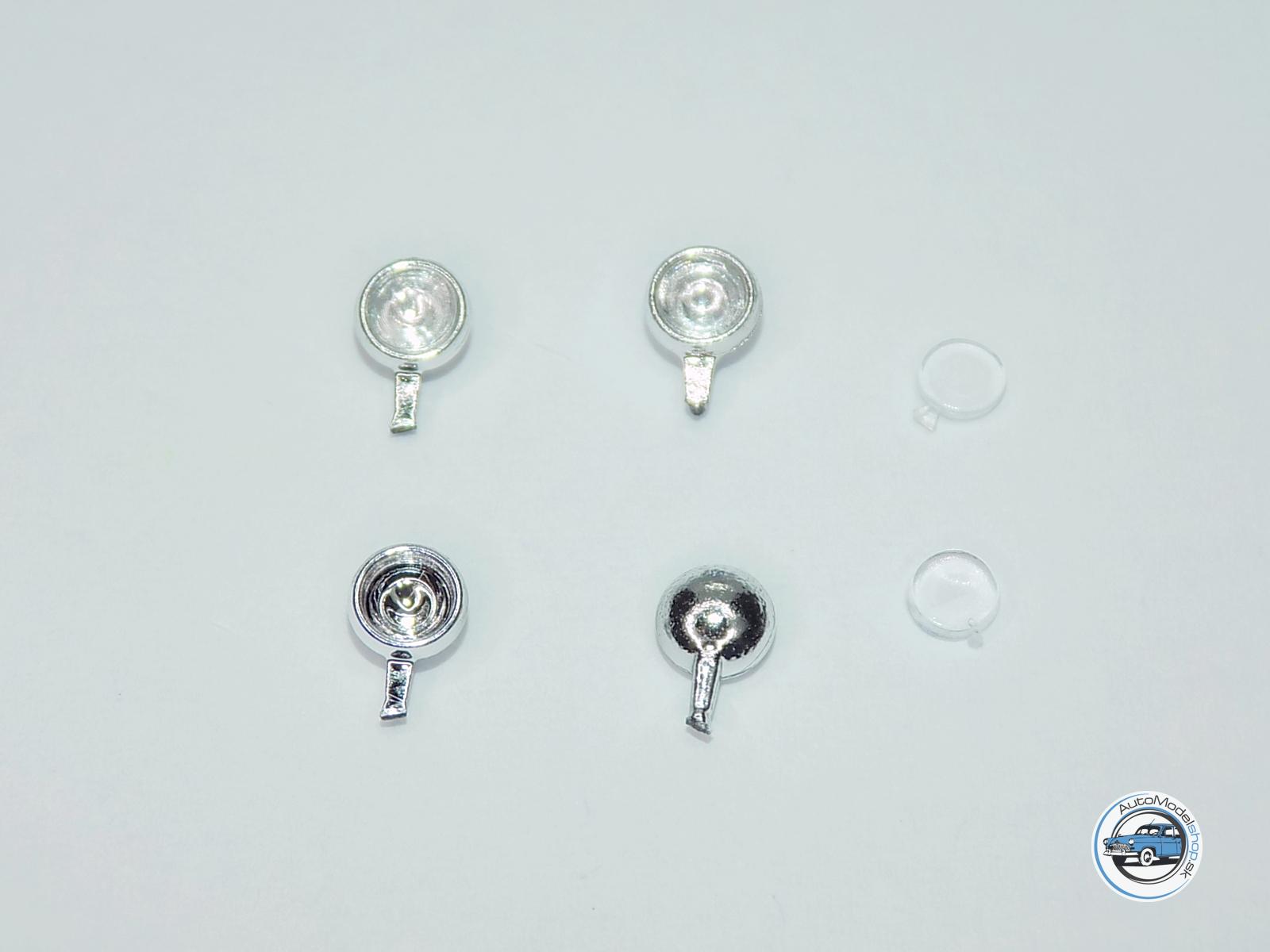 Sada prídavných svetiel 3,45mm - Chrómové číre - dva tipy skiel v sade - 1:43 CAL