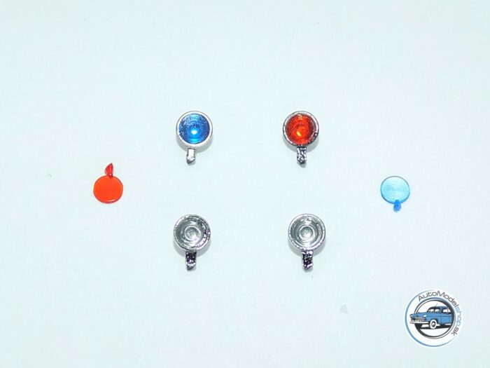 Sada prídavných svetiel 2,9 mm - Chrómové modré/červené - 1:43 CAL