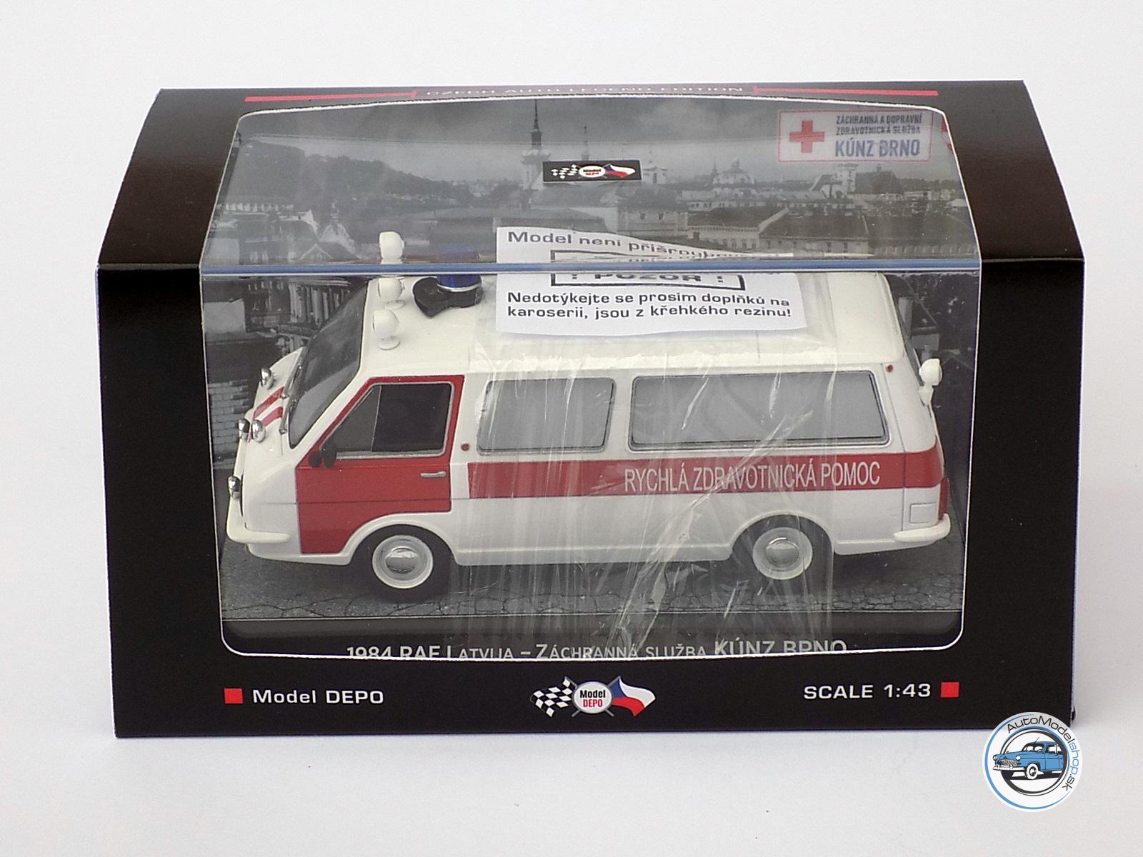 RAF LATVIA ( sanitka - ambulance ) - ZÁCHRANNÁ SLUŽBA KÚNZ BRNO - 1:43 CZECH AUTO LEGEND – Obrázok 6