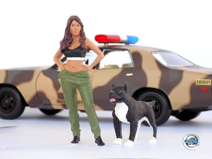 Figúrka žena + pes 1:18 American diorama