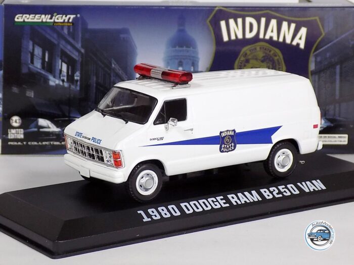 DODGE RAM B250 VAN INDIANA STATE POLICE 1980 - 1:43 GREENLIGHT