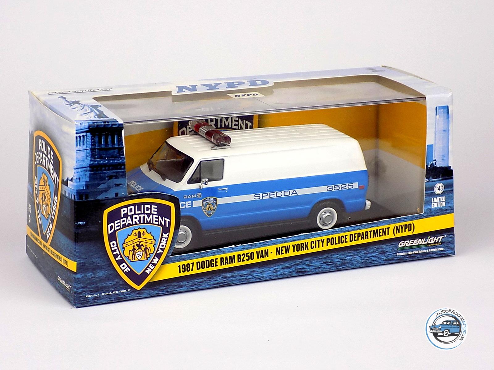 DODGE RAM B250 VAN NEW YORK POLICE DEPARTMENT NYPD - POLICIA USA 1987 - 1:43 GREENLIGHT – Obrázok 4