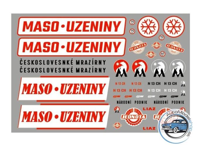 Vodolepky - Polepy MASO - UZENINY  a  Mraziarne na modely v mierke 1:43