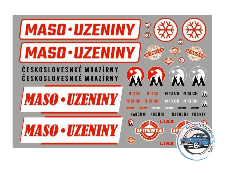 Vodolepky - Polepy MASO - UZENINY a Mraziarne na modely v mierke 1:43