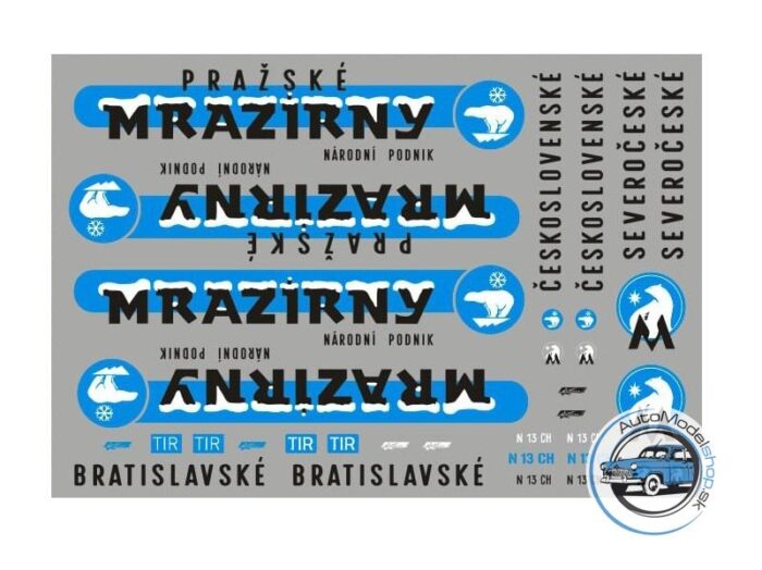 Vodolepky - Polepy Mrazírny na modely v mierke 1:43