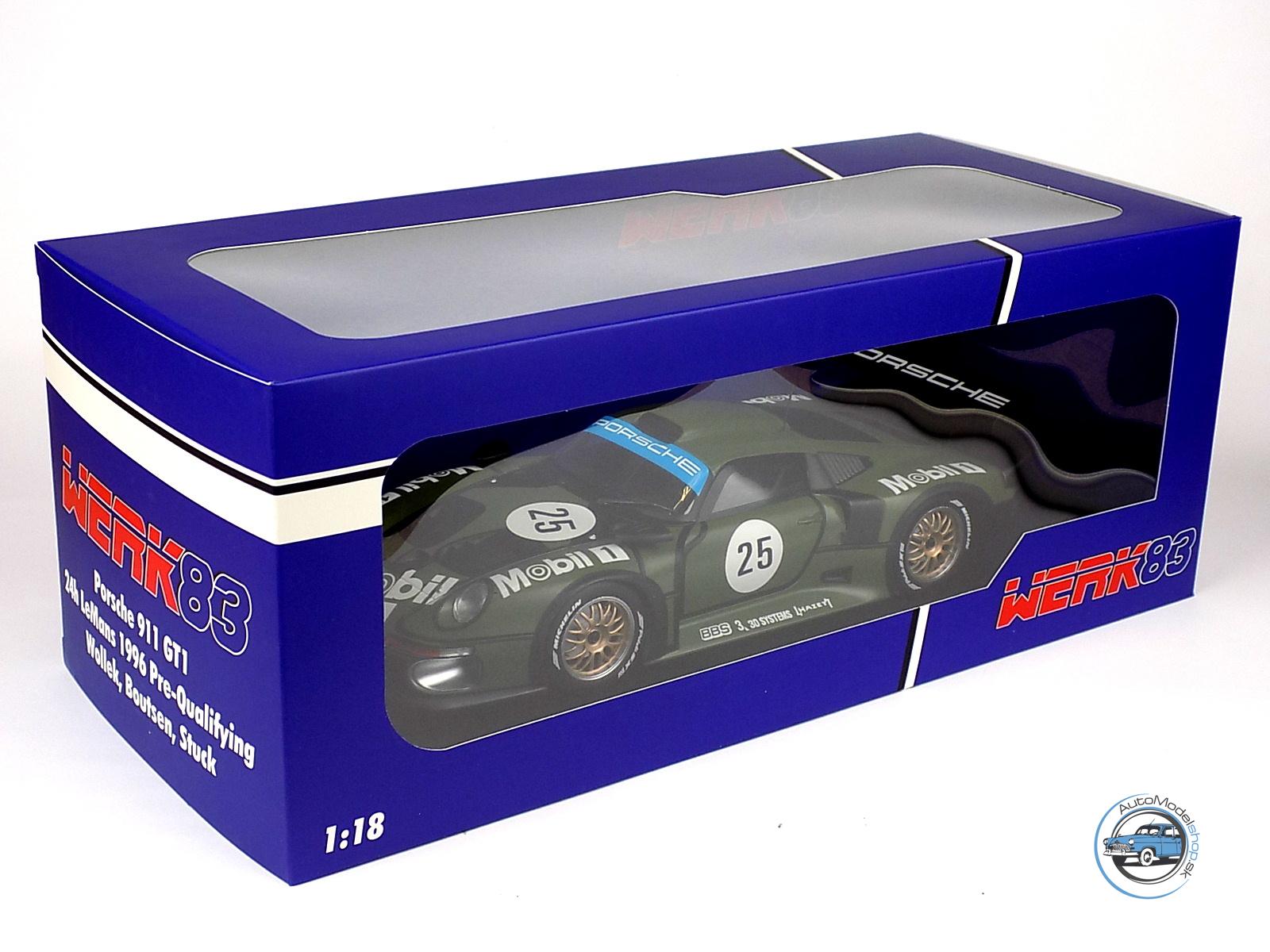 PORSCHE 911 GT1 3.2L TURBO TEAM PORSCHE AG MOBIL1 N 25 PRE QUALIFYING 2nd 24h LE MANS 1996 T.BOUTSEN - H.J.STUCK - B.WOLLEK - 1:18 WERK83 – Obrázok 4