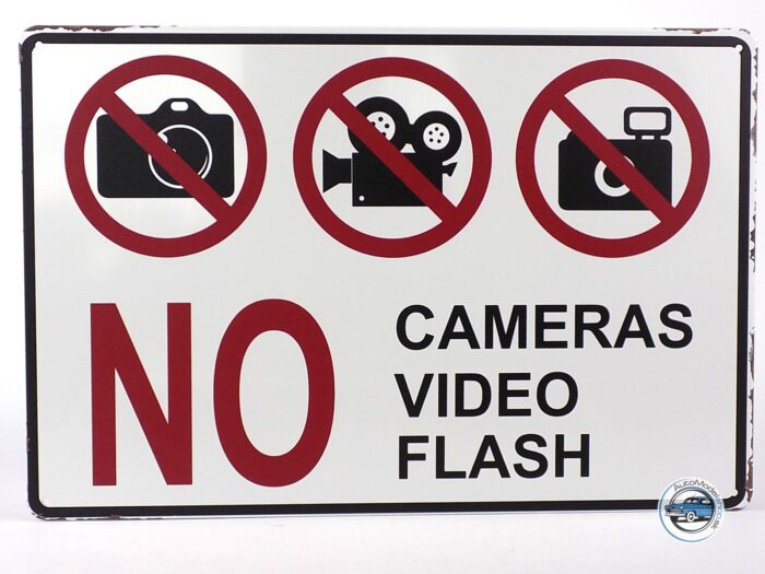 Plechová ceduľa : No foto, camera , flash 30x20cm