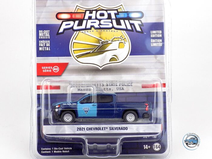 CHEVROLET SILVERADO PICK UP POLICE STATE MASSACHUSETTS - 1:64 GREENLIGHT