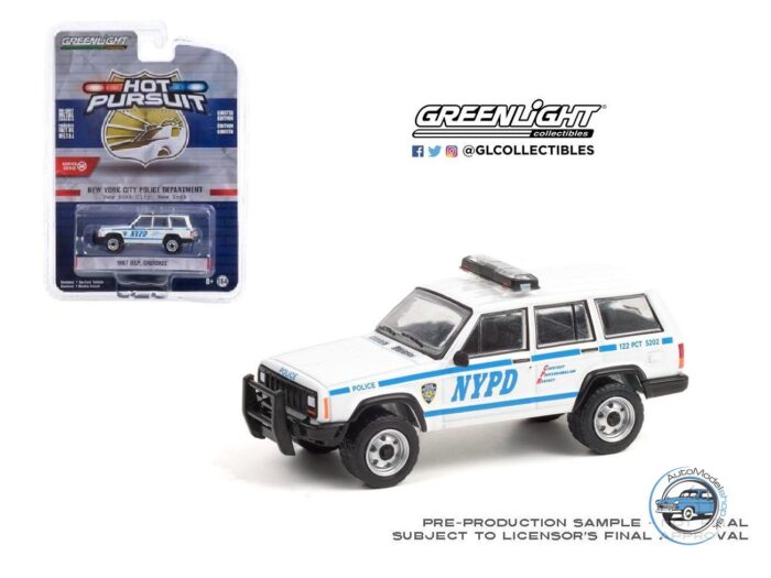 JEEP CHEROKEE NEW YORK CITY POLICE NYPD 1993 - 1:64 GREENLIGHT
