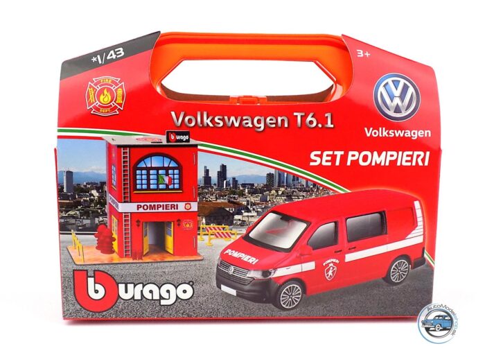 DIORAMA HASIČSKÁ STANICA + VOKLSWAGEN T6 HASIČI  1:43 BBURAGO