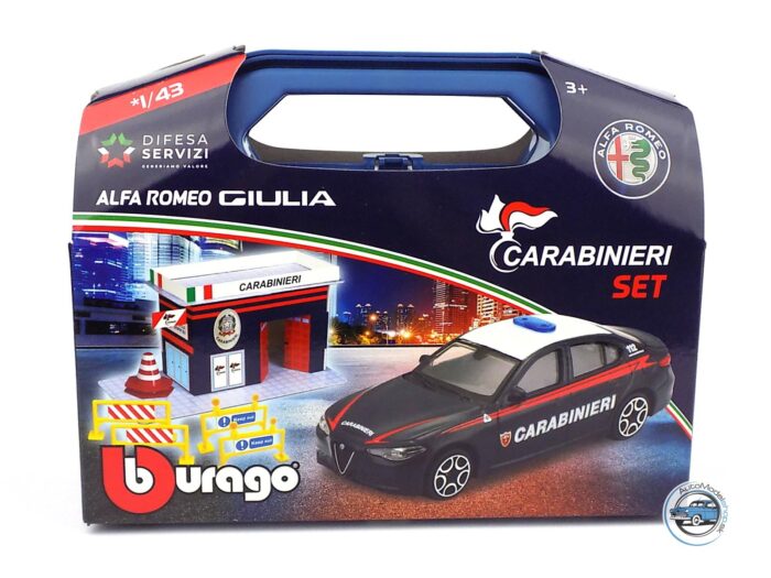 DIORAMA CARABINIERI - POLICAJNÁ STANICA + ALFA ROMEO GIULIA  1:43 BBURAGO