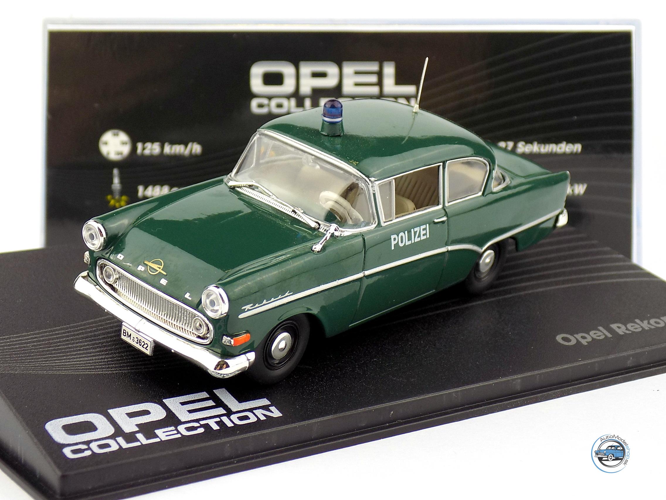 OPEL REKORD P1 POLIZEI - POLÍCIA NEMECKO - 1:43 DeA ( Bazárový tovar )